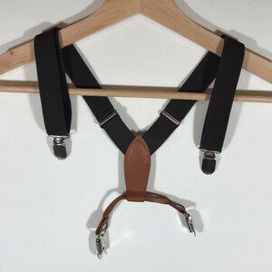 Kid's Brown Adjustable Elastic Suspenders Leather